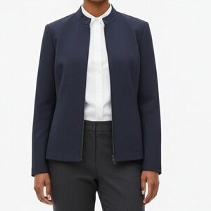 Elisabeth by Liz Claiborne Navy Zip-Front Jacket Blazer Size 18 Career Workwear